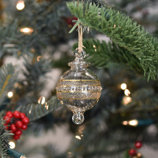 Infinity Handblown Glass Bauble - Gold & Clear - Small