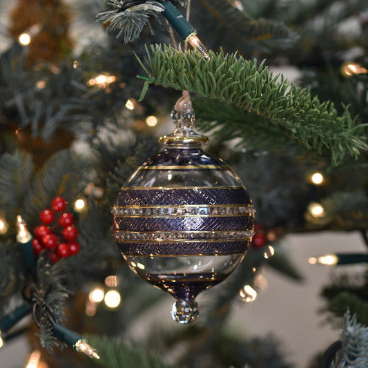 Infinity Band Glass Bauble - Iridescent Blue & Gold - Large