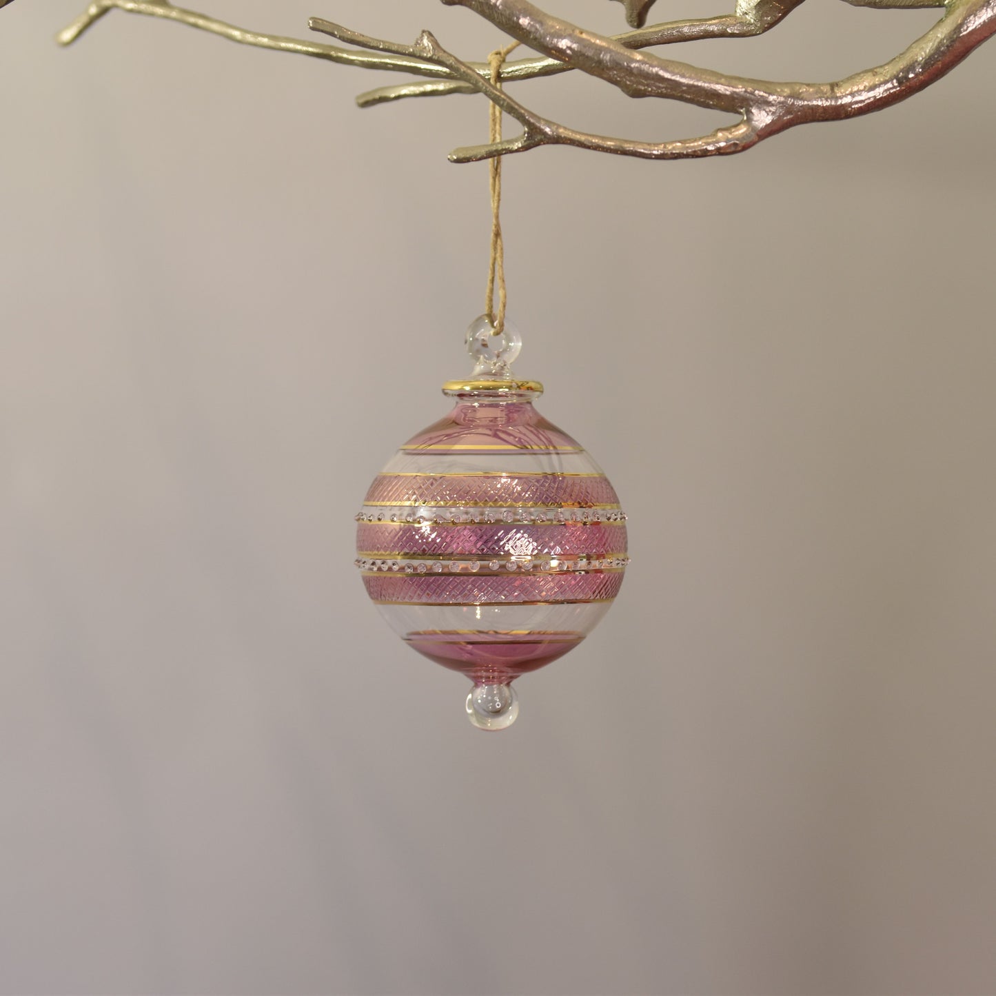 Infinity Band Glass Bauble - Iridescent Pink & Gold - Large