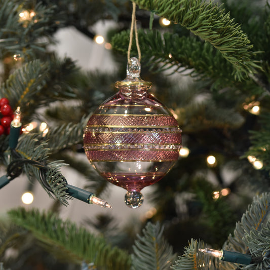 Infinity Band Glass Bauble - Iridescent Pink & Gold - Large