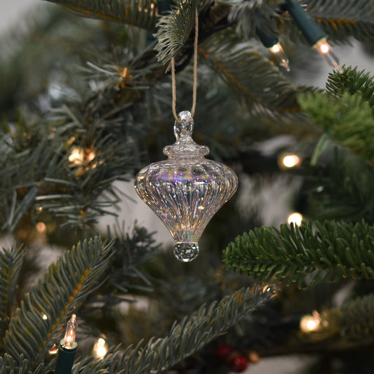 Victorian Lantern - Egyptian Glass Bauble - Clear Iridescent - Small