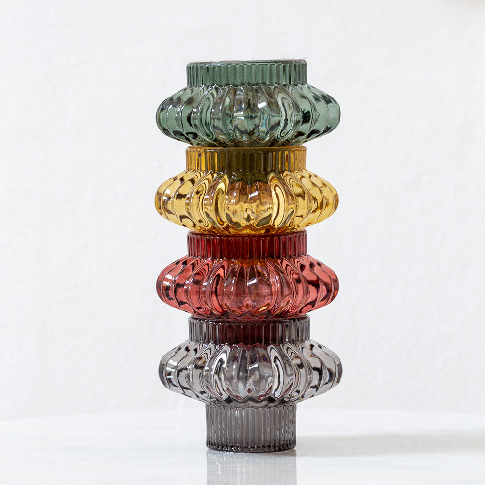 Glass Dual Candle Holders - Assorted Colours