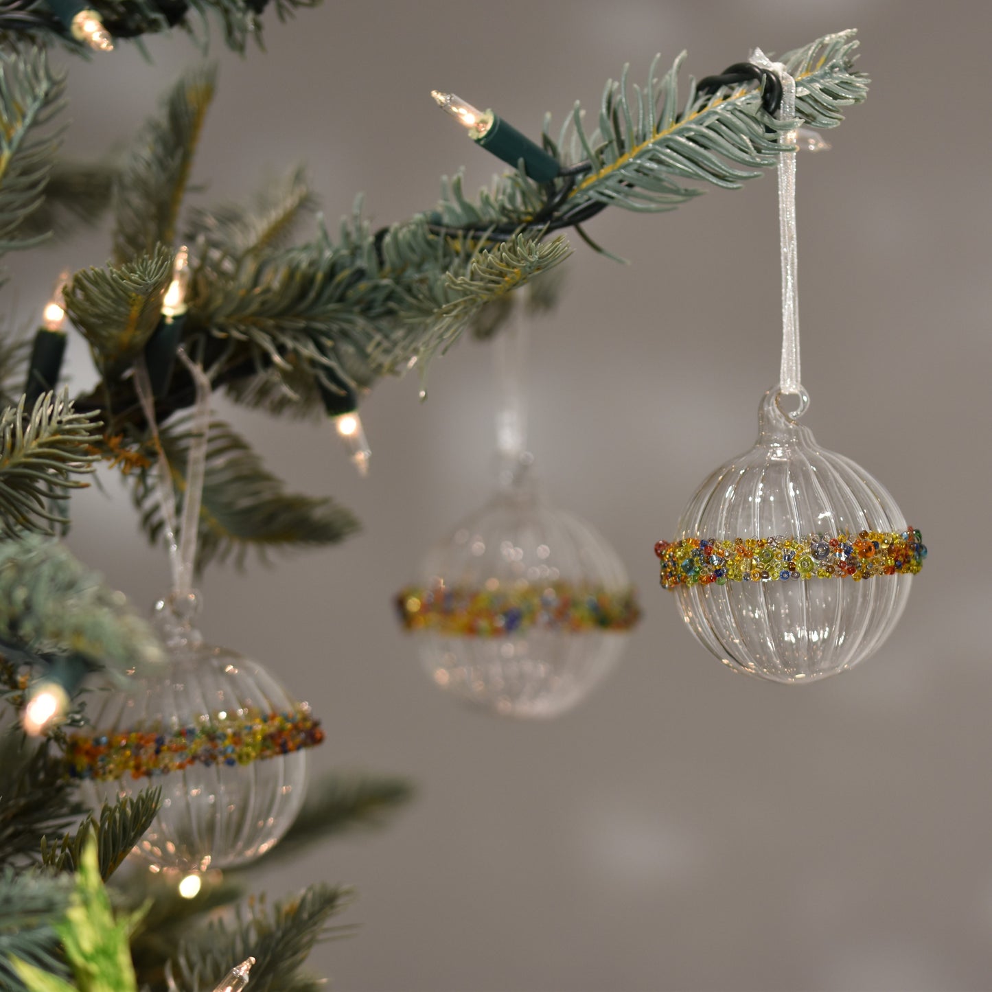 Multi Colour Cluster Band Glass Bauble