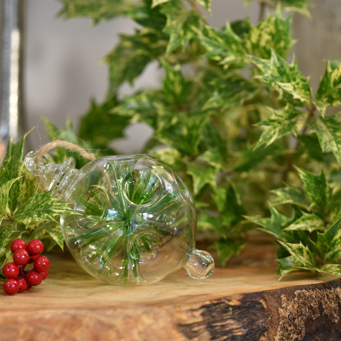 Retro Trumpets Handblown Glass Bauble - Green - Large