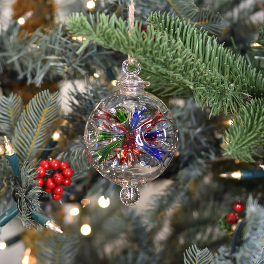 Retro Trumpets Handblown Glass Bauble - Multi Coloured - Large