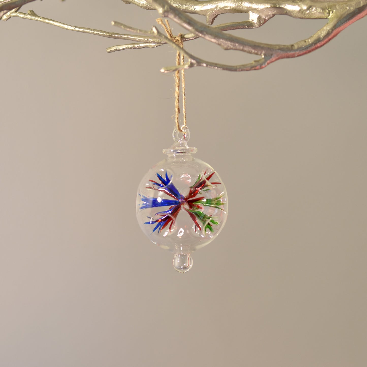 Retro Trumpets Handblown Glass Bauble - Multi Coloured - Large