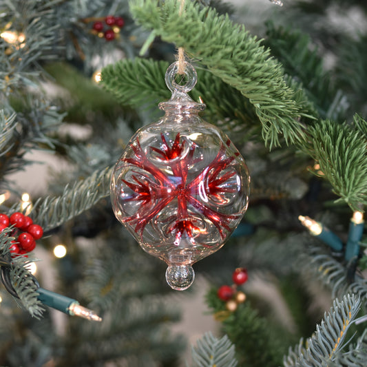 Retro Trumpets Handblown Glass Bauble - Red - Large