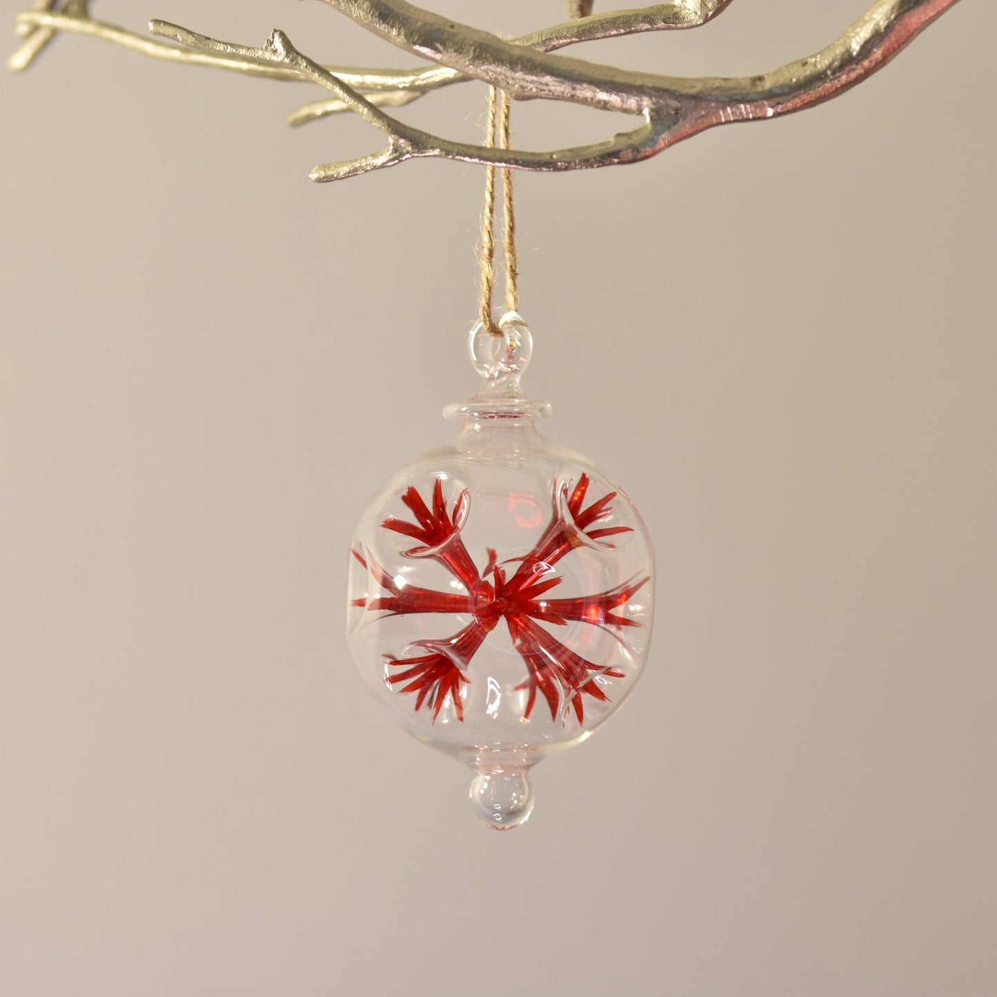 Retro Trumpets Handblown Glass Bauble - Red - Large