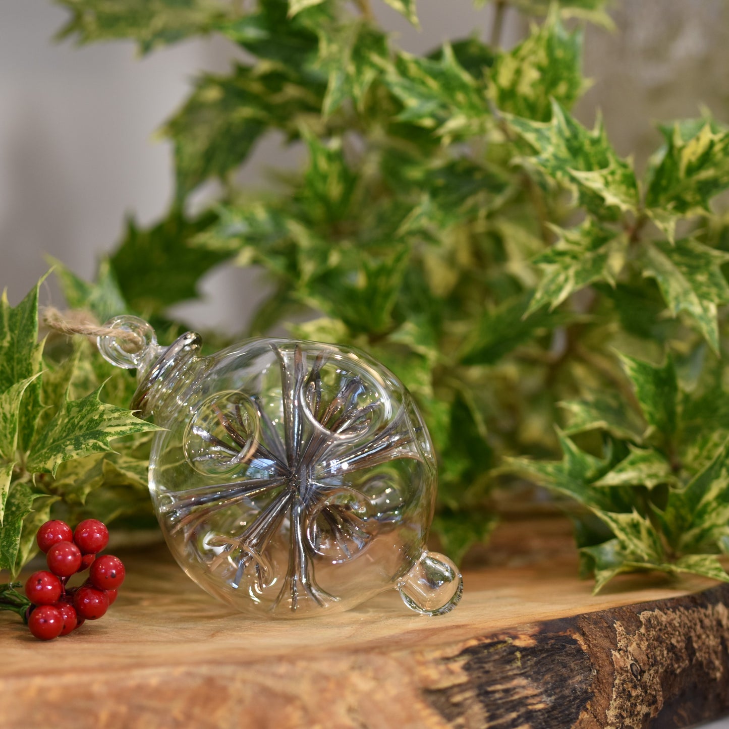 Retro Trumpets Handblown Glass Bauble - Silver - Large