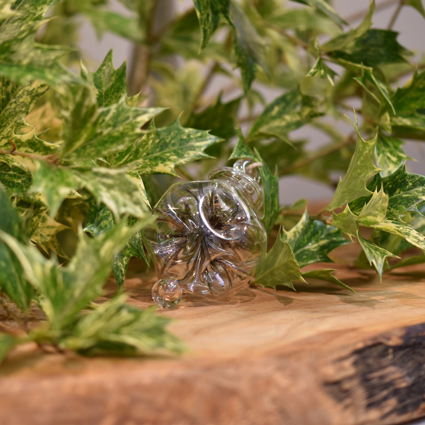 Retro Trumpets Handblown Glass Bauble - Silver - Small