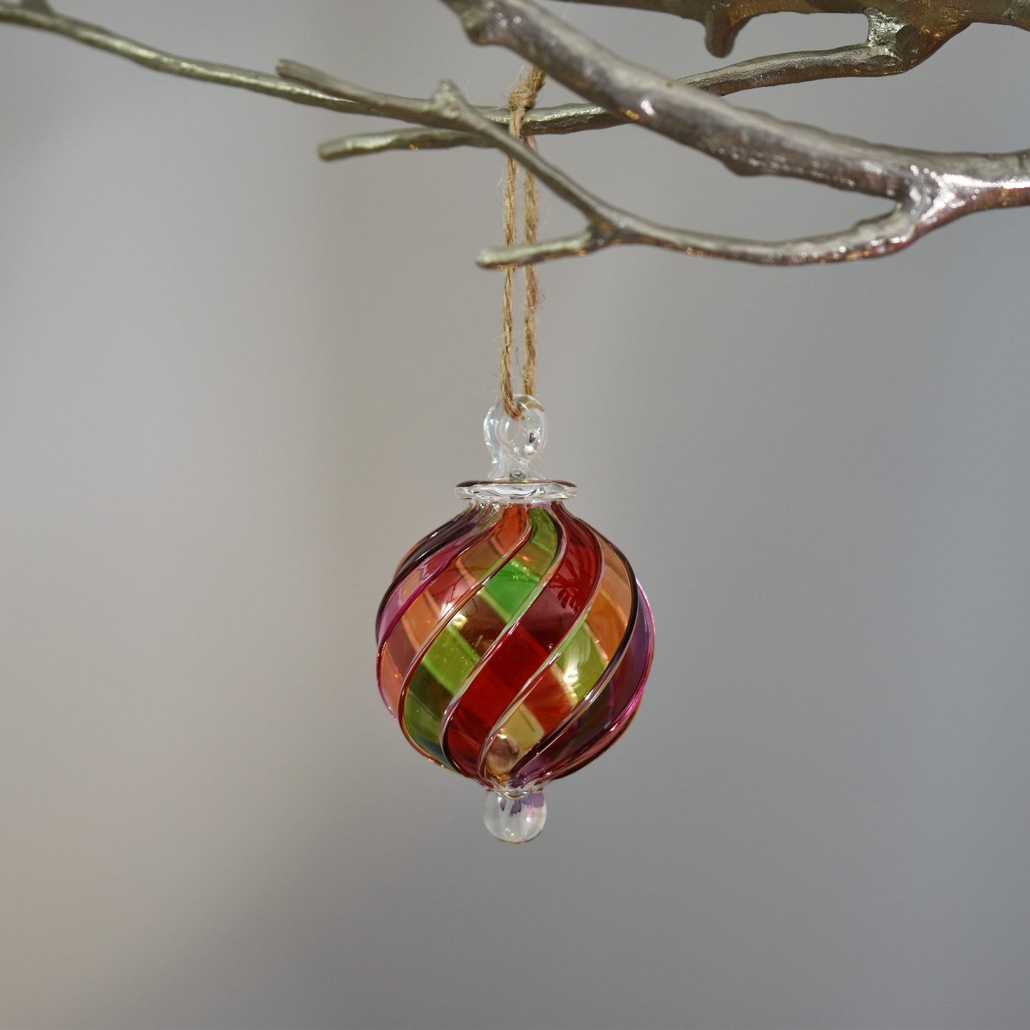 Ribbons Handblown Glass Bauble - Multi Colour - Small