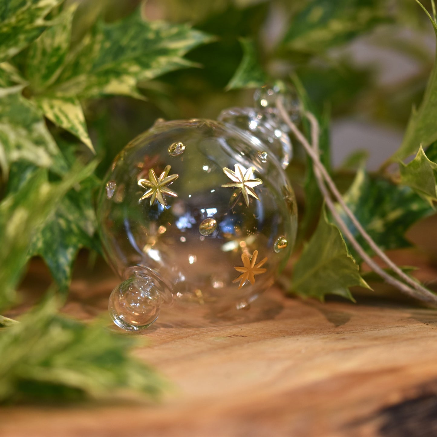 Night Sky Handblown Glass Bauble - Gold & Clear - Small