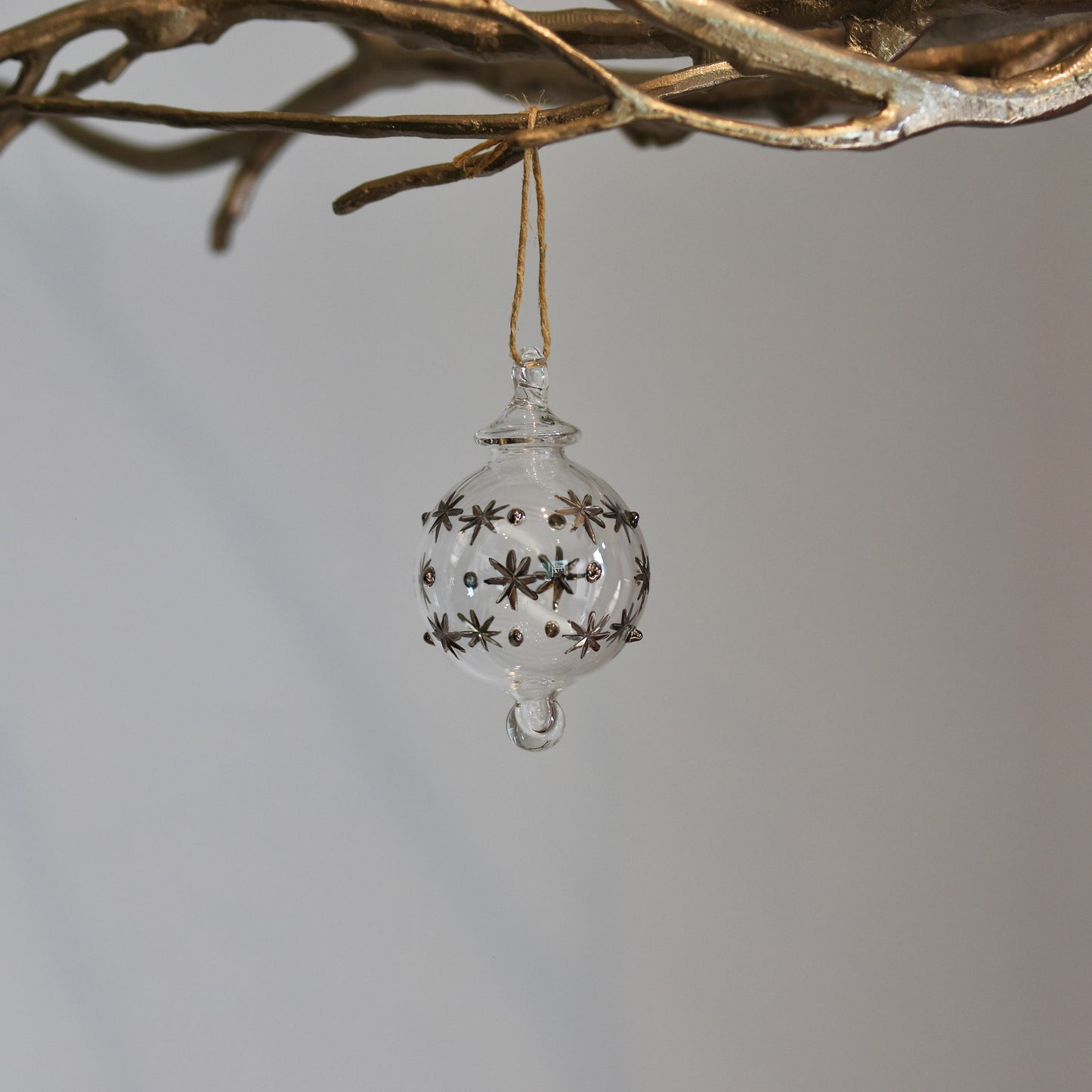 Night Sky Handblown Glass Bauble - Silver & Clear - Small