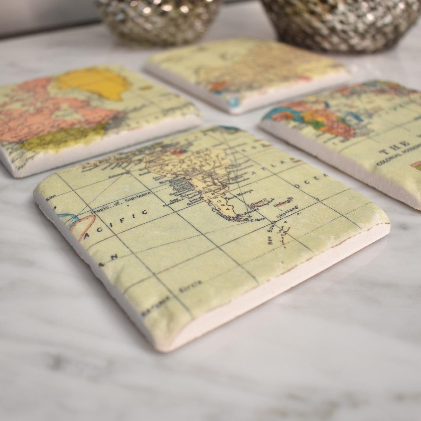 World Map Coasters - Set of Four