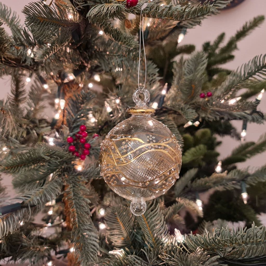 Art Deco Handblown Glass Bauble - Gold - Large