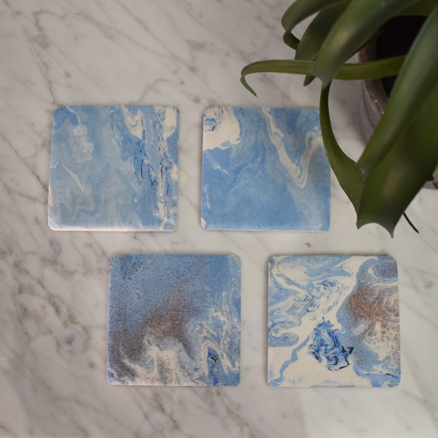 Blue Marble Coasters - Set of Four