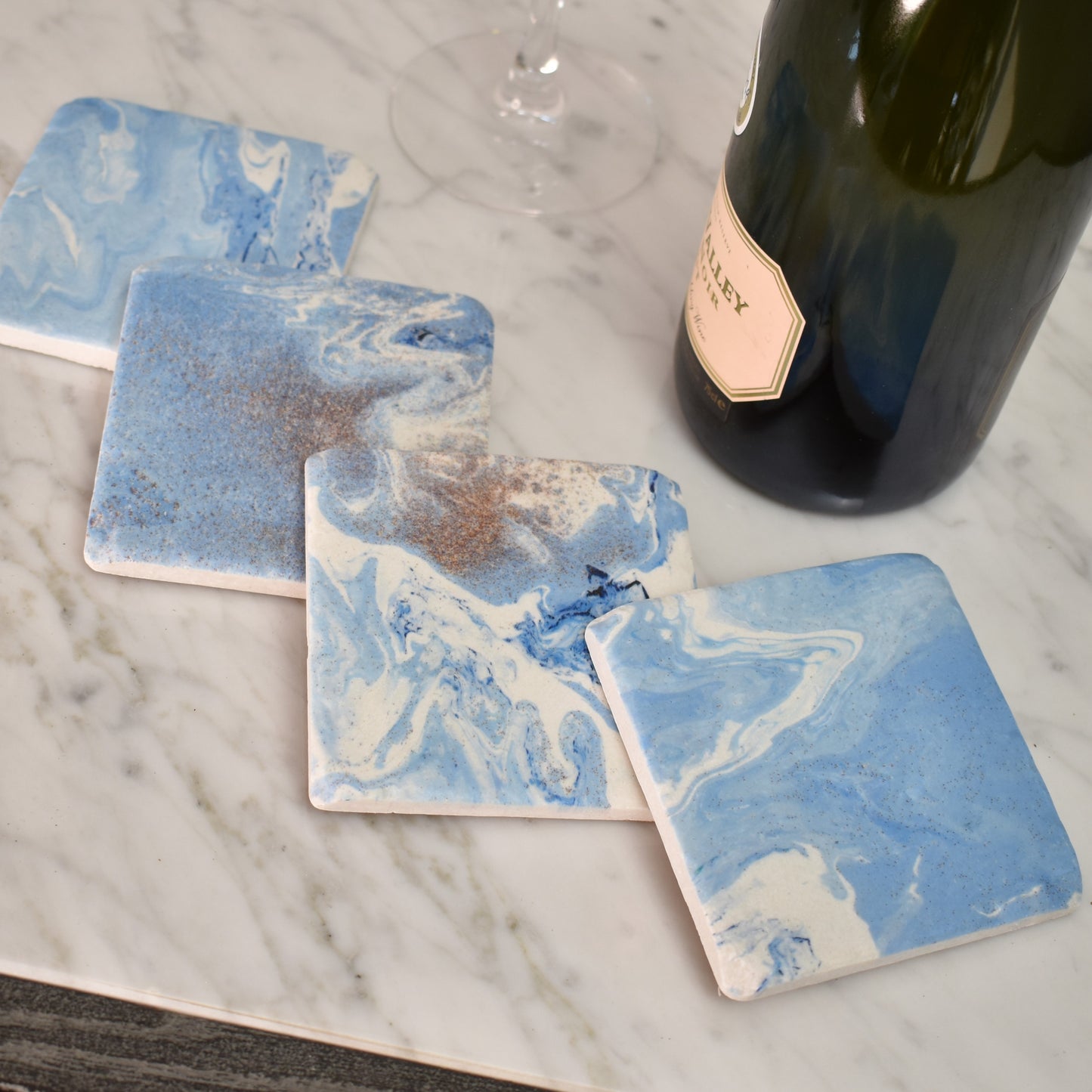 Blue Marble Coasters - Set of Four