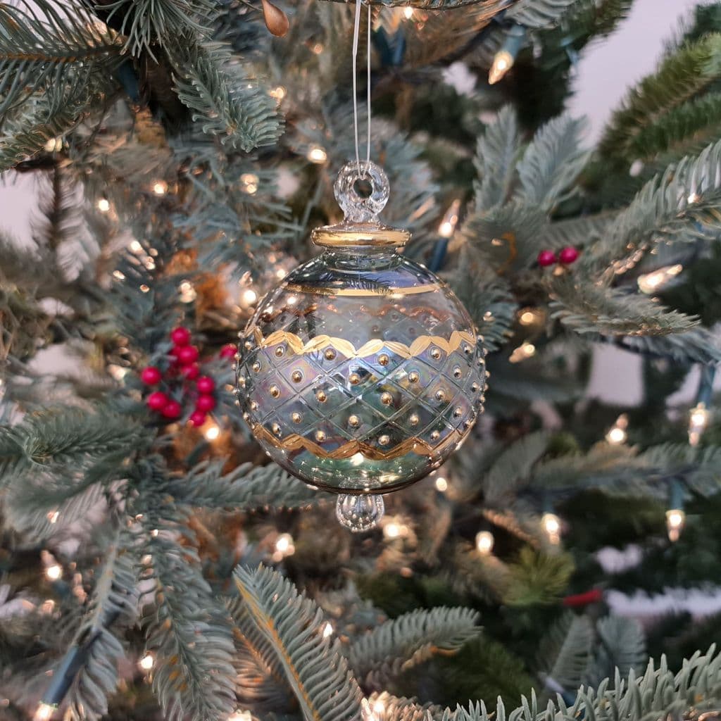 Carnival Band Handblown Glass Bauble - Jade Green - Large