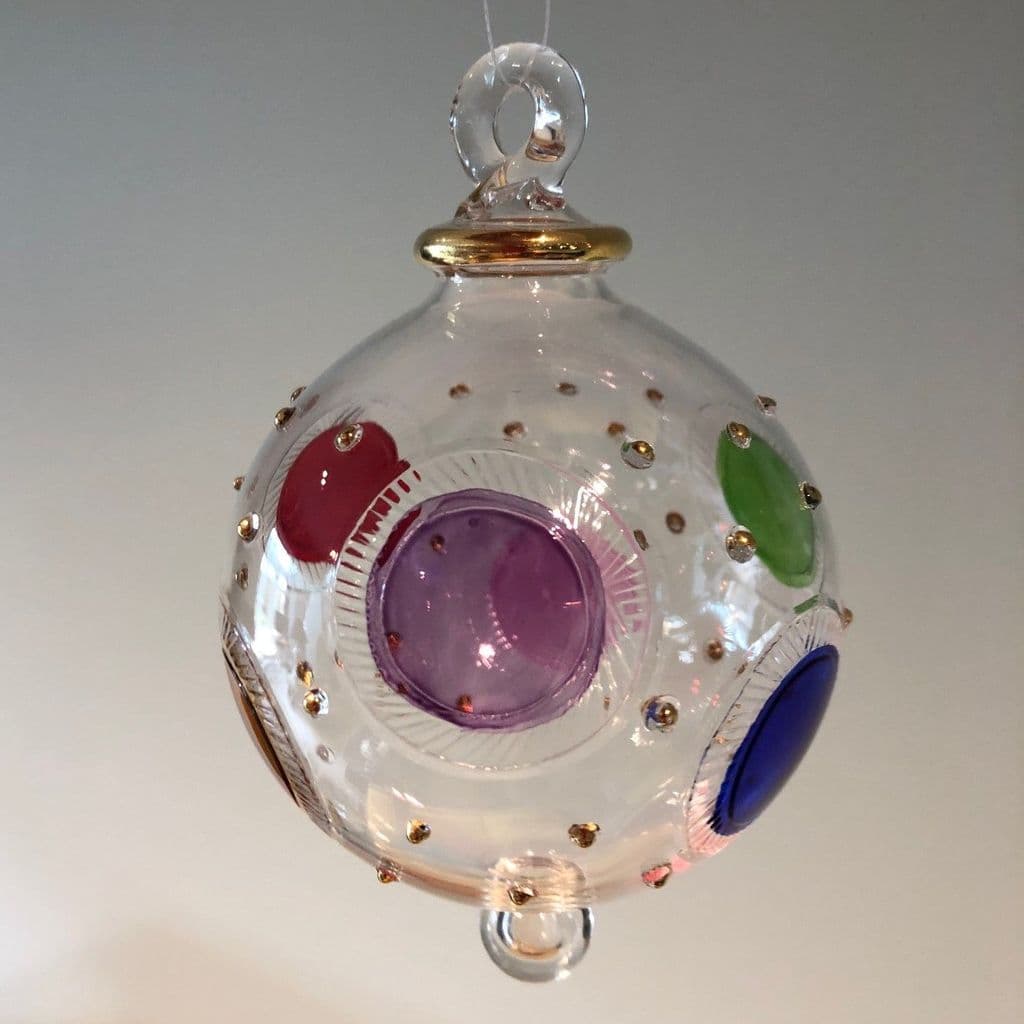 Disco Smarties Handblown Glass Bauble - Multi Colour - Large