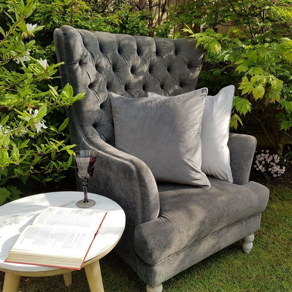 Charcoal & Dove Grey 55cm Velvet Cushion