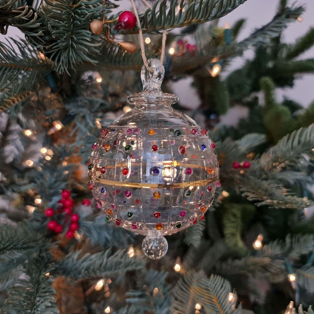 Gems Disco Handblown Glass Bauble - Multi Colour - Large