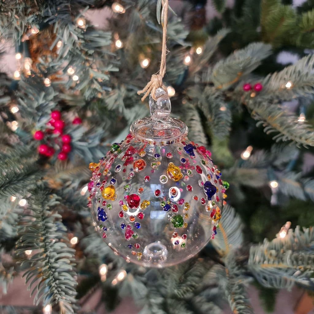Gems Icicle Handblown Glass Bauble - Multi Colour - Large