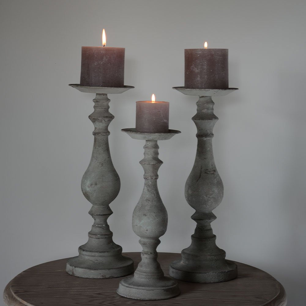 Grey shop candle holders