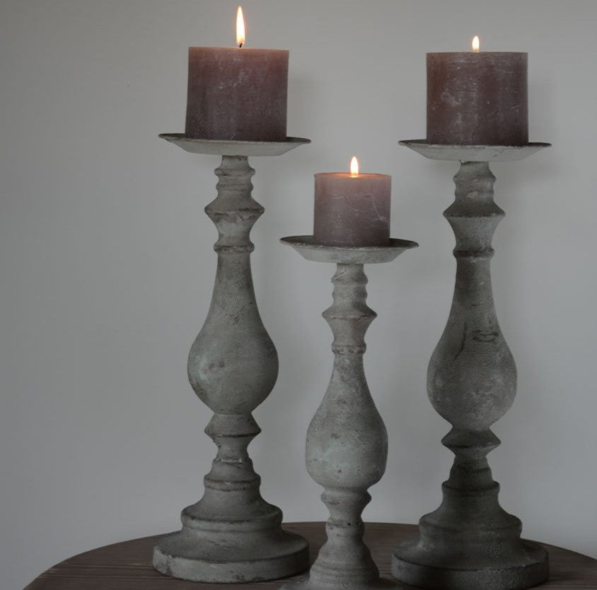 Grey Metal Candle Holder - Small