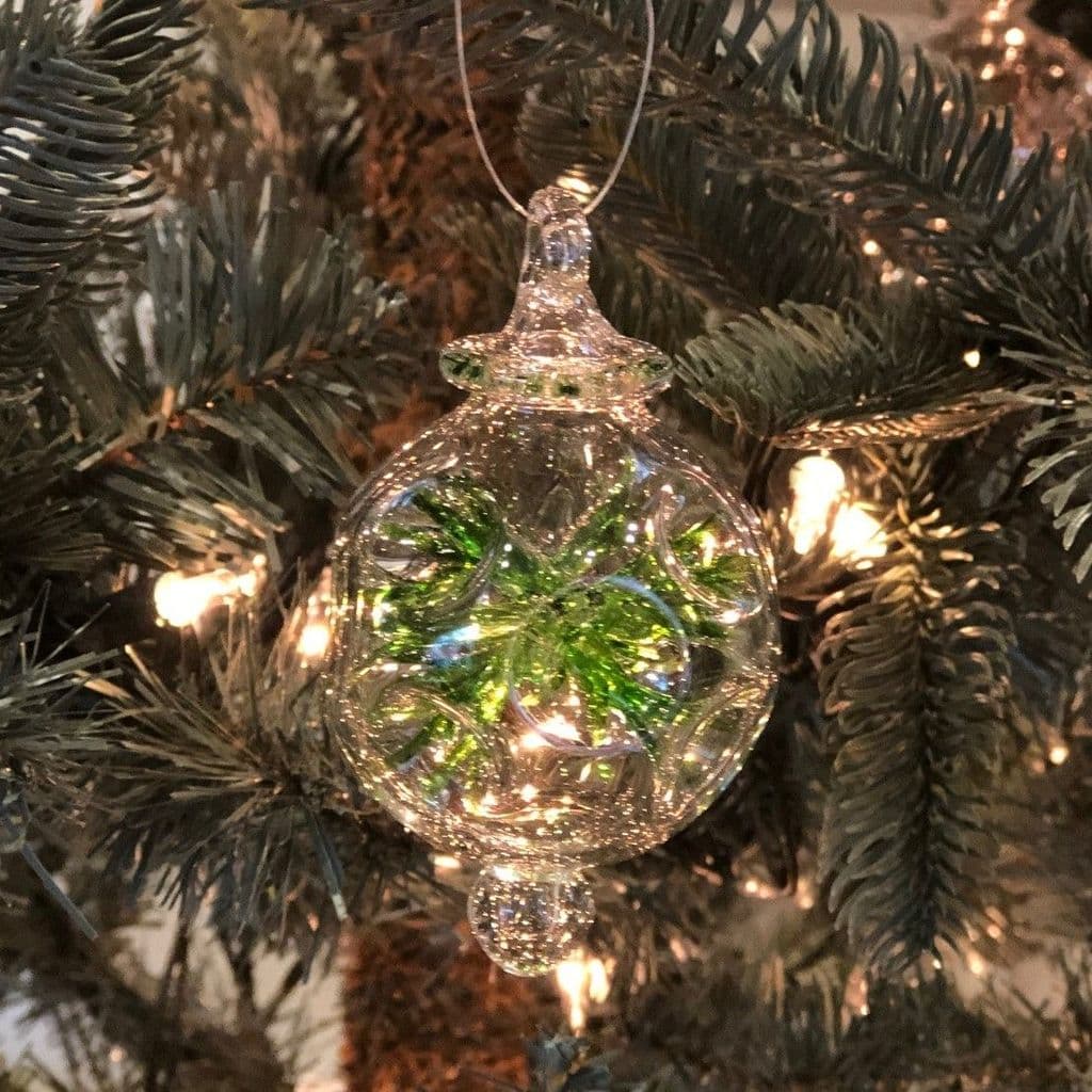 Retro Trumpets Handblown Glass Bauble - Green - Small