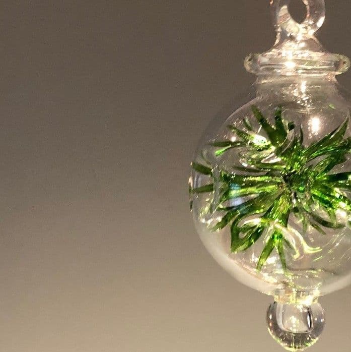 Retro Trumpets Handblown Glass Bauble - Green - Small