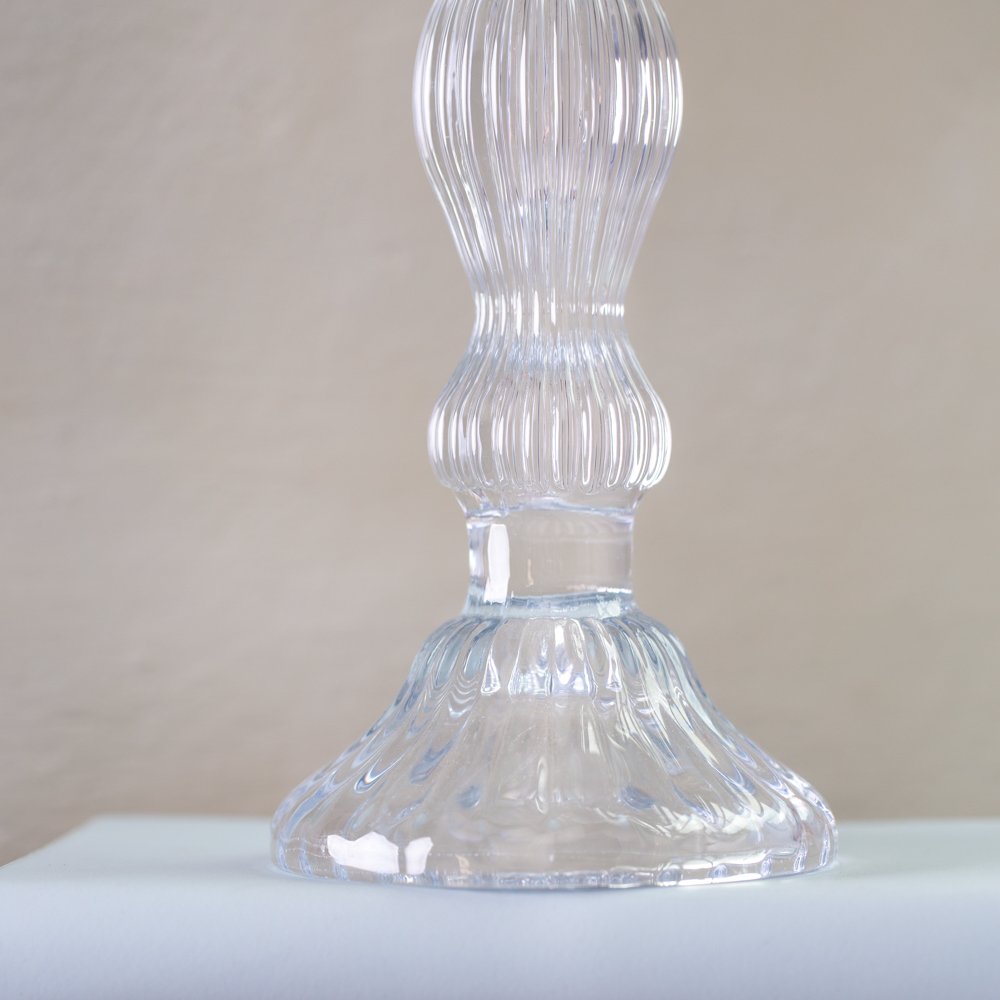 Ribbed Glass Candle Stick Holder