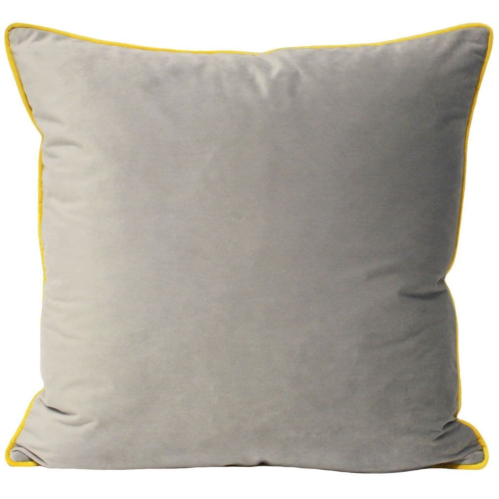 Grey & Yellow 55cm Velvet Cushion