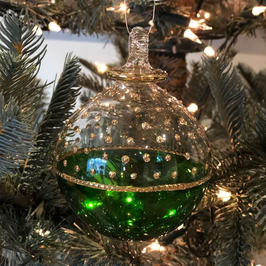 Horizon Handblown Glass Bauble - Green - Large