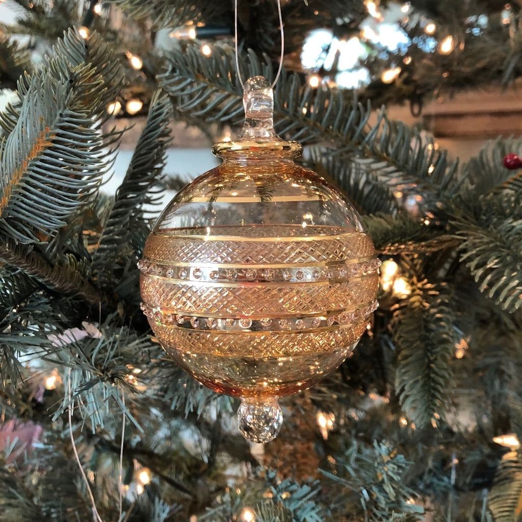 Infinity Band Glass Bauble - Iridescent Amber - Large