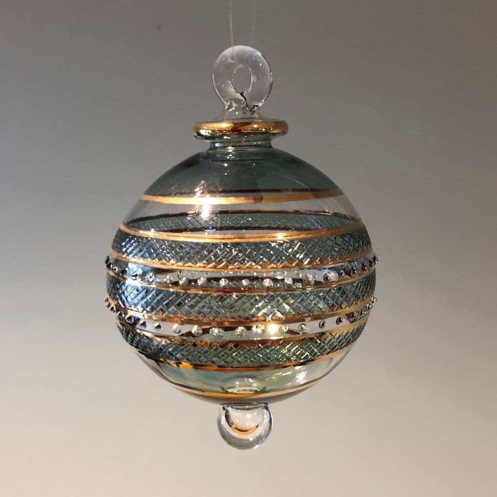 Infinity Band Glass Bauble - Iridescent Jade & Gold - Large