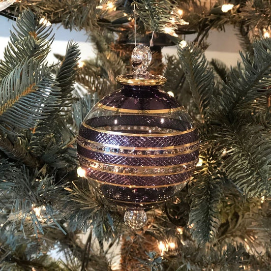 Infinity Band Glass Bauble - Iridescent Purple & Gold - Large