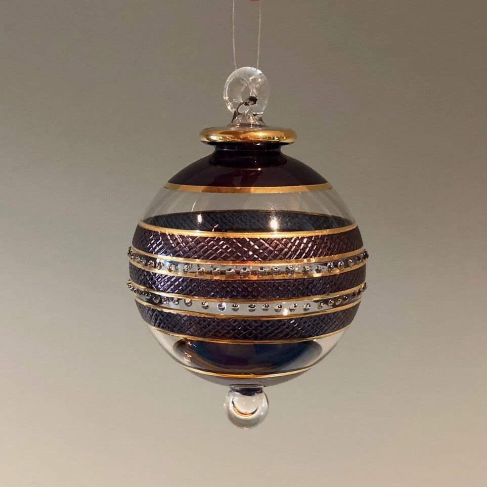 Infinity Band Glass Bauble - Iridescent Purple & Gold - Large