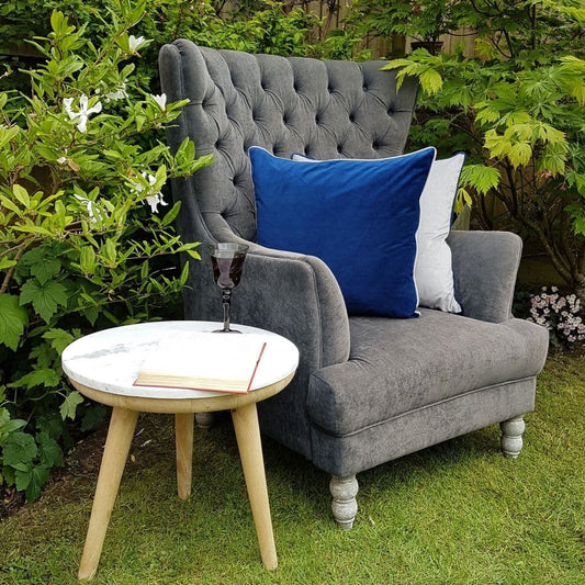 Navy & Grey 55cm Velvet Cushion