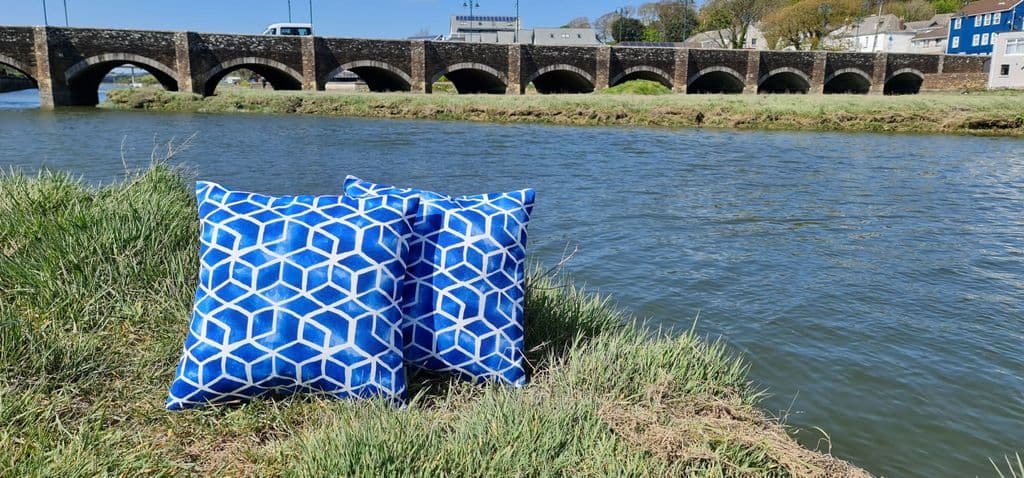 Outdoor Cushion - Blue Geometric