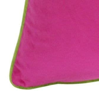 Hot Pink & Lime 55cm Velvet Cushion