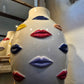 Kiss Me - Cream Ceramic Vase With Multi Coloured Lips