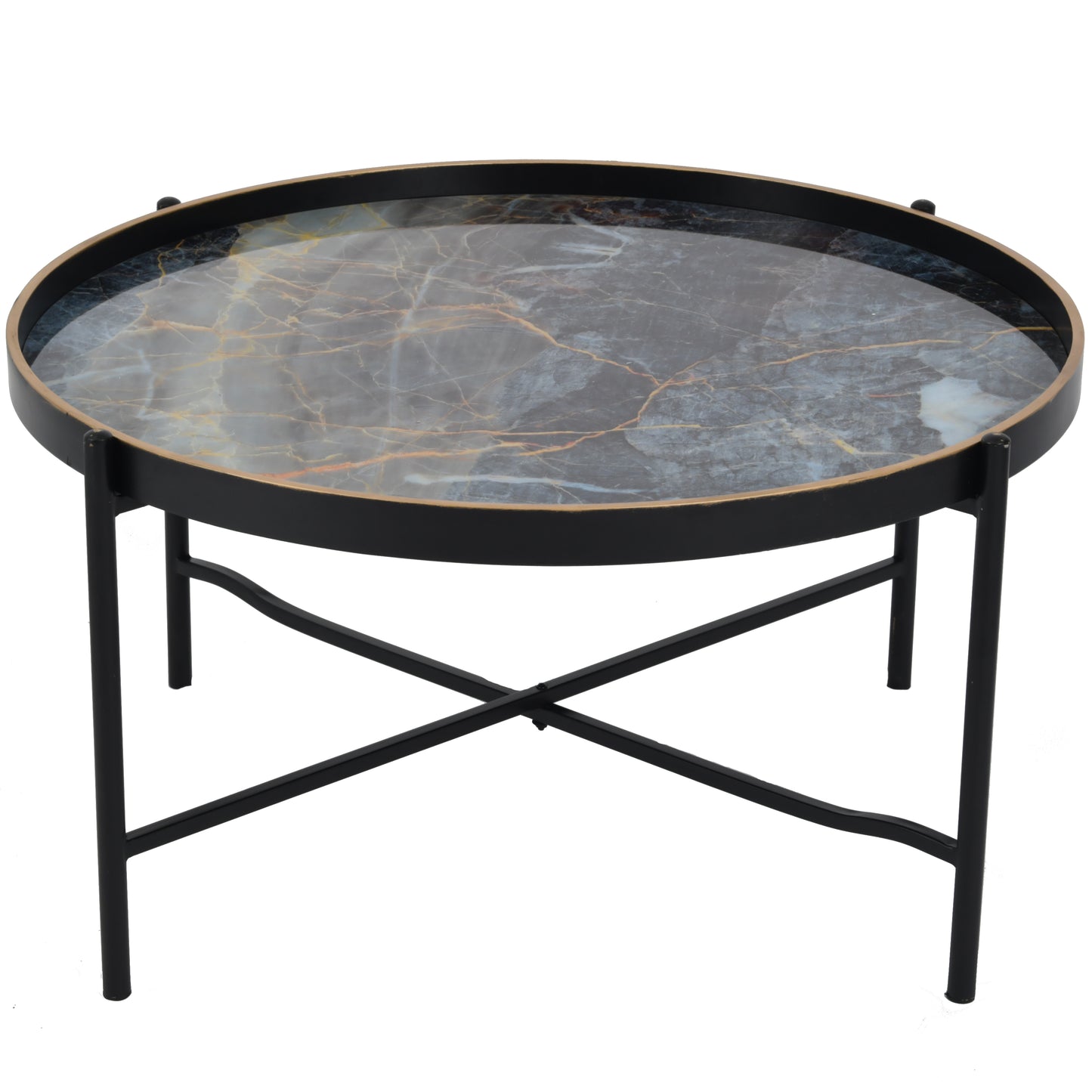 Blue and Gold - Marblised - Folding Coffee Table