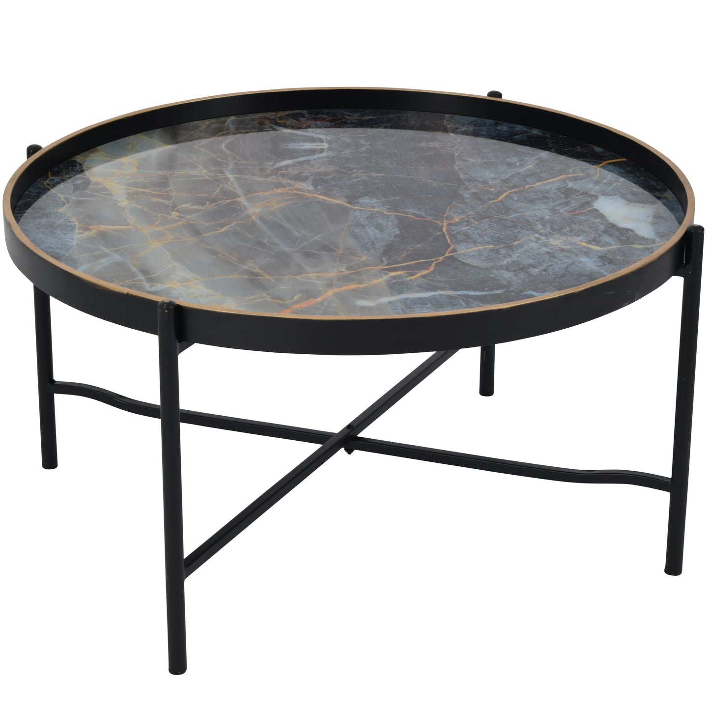 Blue and Gold - Marblised - Folding Coffee Table