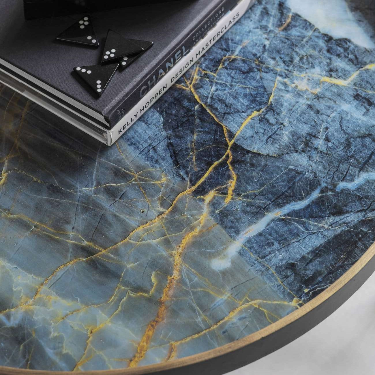 Blue and Gold - Marblised - Folding Coffee Table