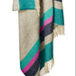 Ocean Breeze Turquoise & Pink Stripe Wool Blanket / Throw