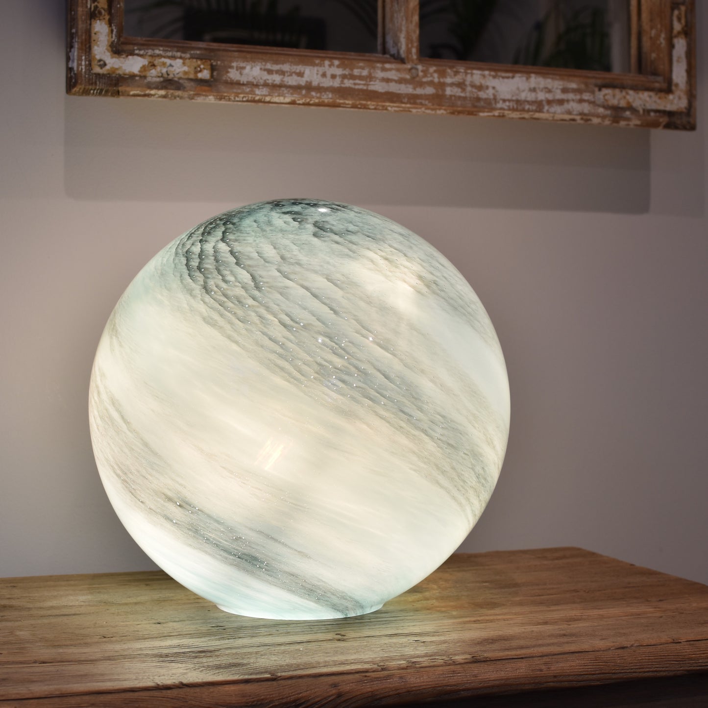 Aquamarine Glass Lamp - Sphere Large