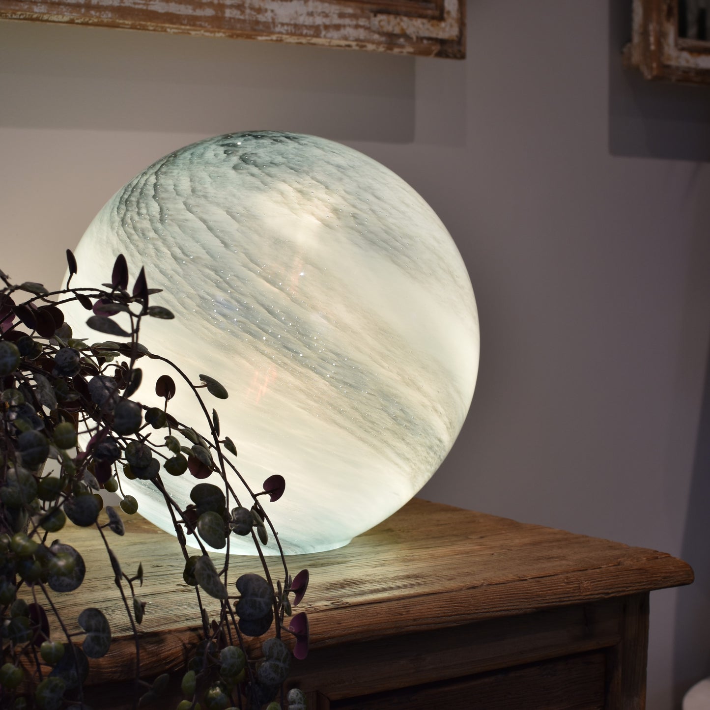 Aquamarine Glass Lamp - Sphere Large