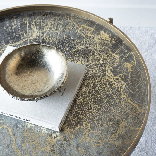 Gold & Neutral - World Map Atlas - Folding Coffee Table