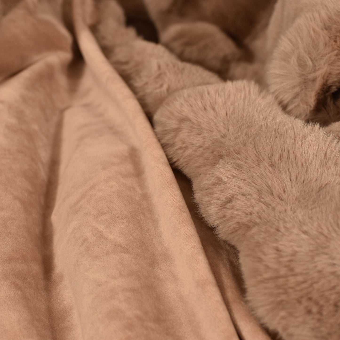 Faux Rabbit Fur Throw - Taupe/Natural