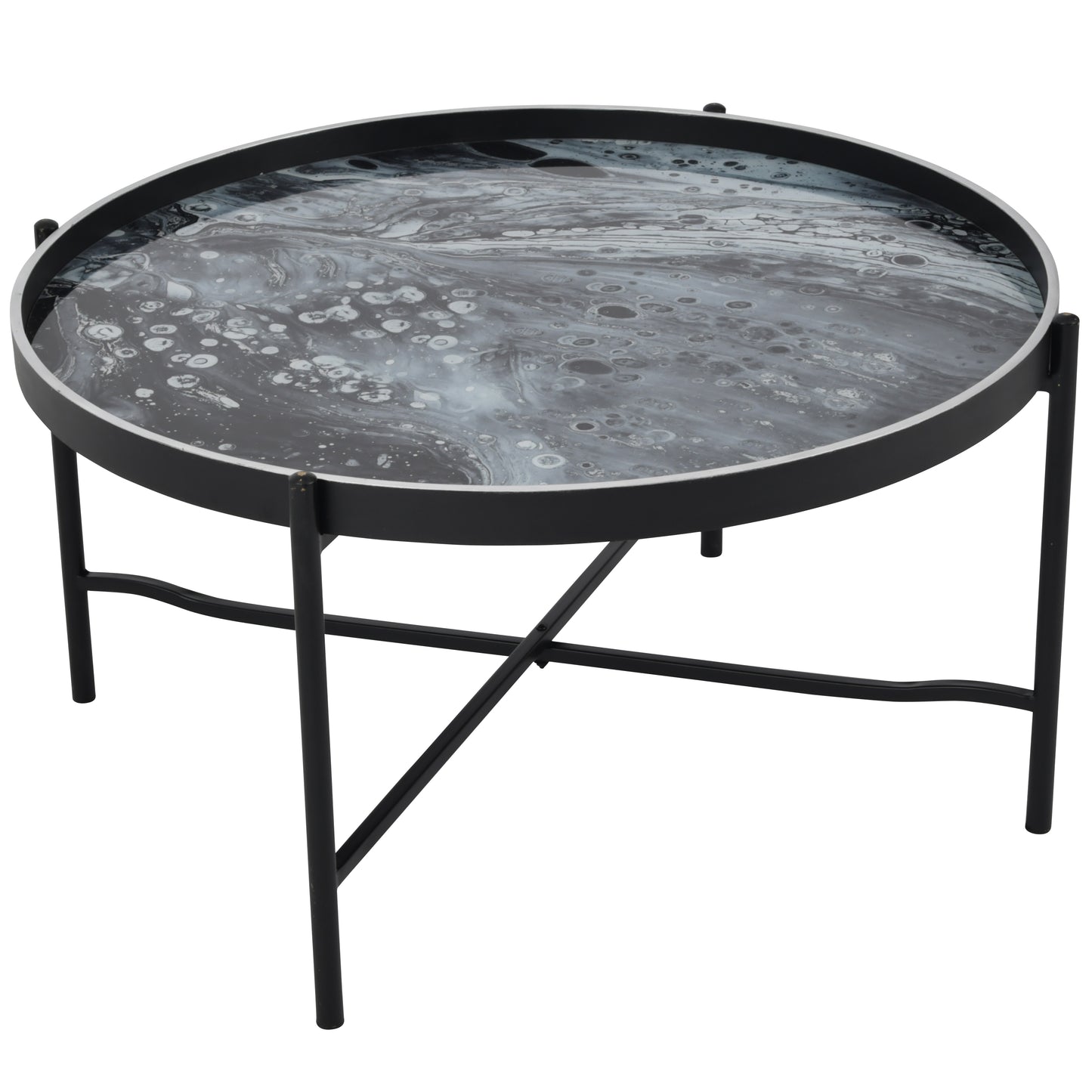 Black and Silver - Molten Metals - Folding Coffee Table